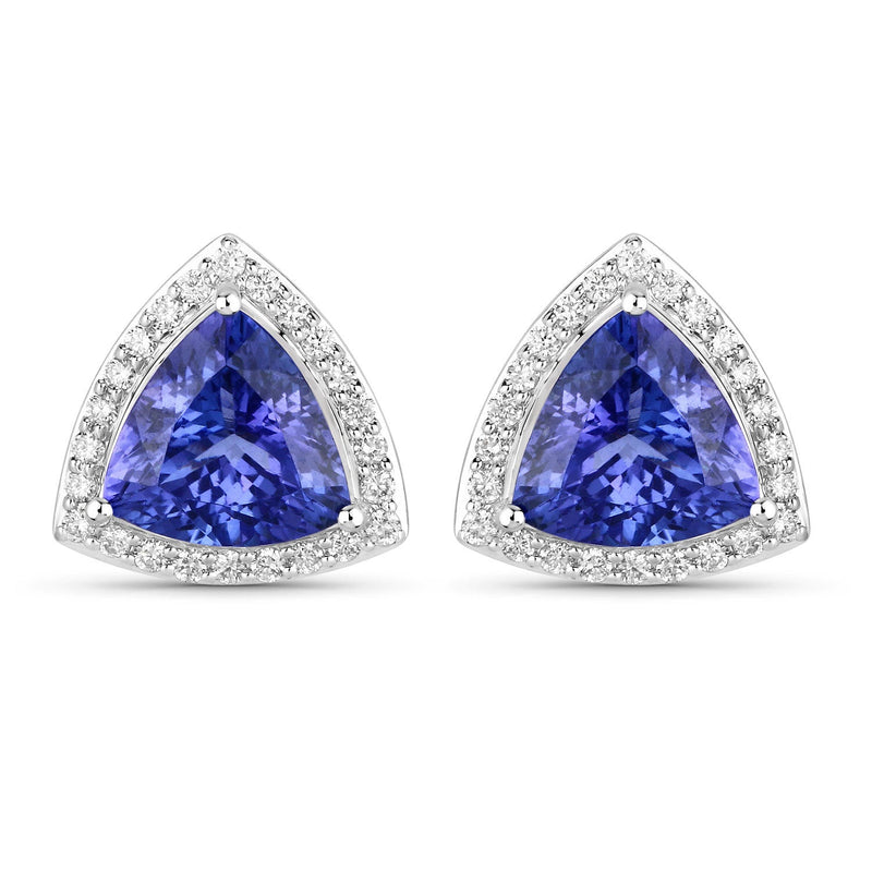 Bids.com 4.62 Carat Genuine Tanzanite and White Diamond 14K White Gold Earrings Earrings