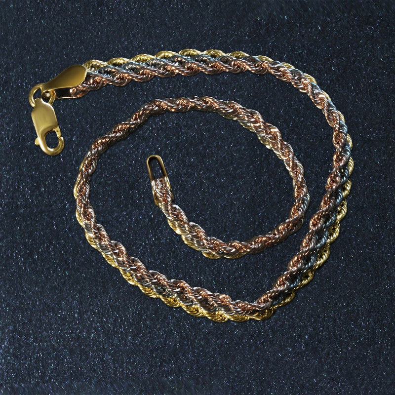 Bids.com 10k Tri-Toned Gold Multi-Strand Rope Chain Bracelet (6.35 mm) Bracelets