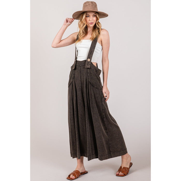 SAGE + FIG Wide Strap Wide Leg Overalls