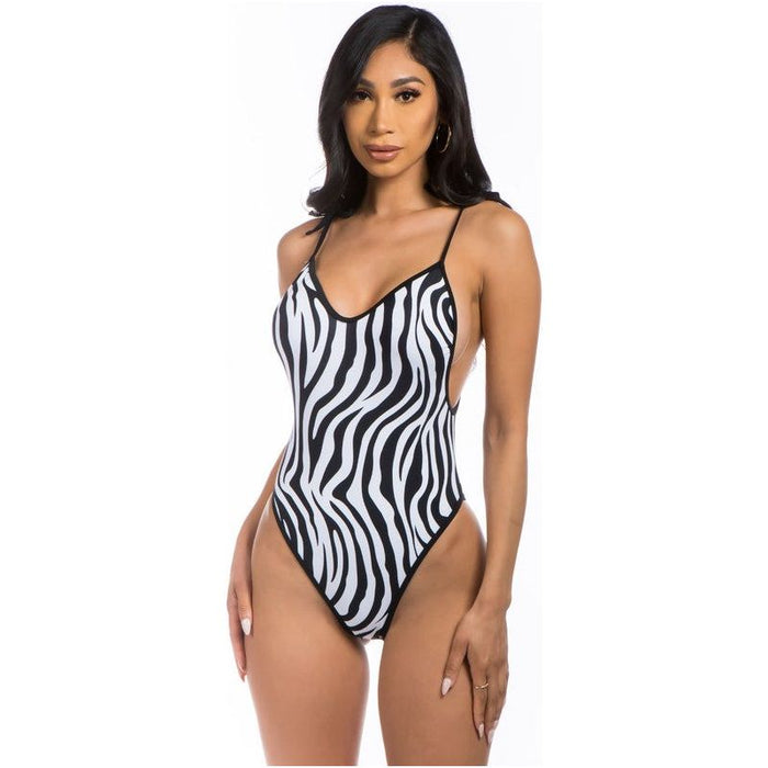 One-Piece Zebra Print Bathing Suit