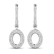 Bids.com 0.32 Carat Genuine White Diamond 14K White Gold Semi Mount Earrings - holds 8x6mm Oval Gemstones Earrings