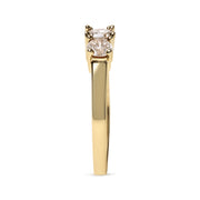 Bids.com 10K Yellow Gold 1.00 Cttw Champagne Diamond 3-Stone Band Ring (J-K Color, I1-I2 Clarity)  - Size 7 Rings