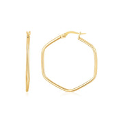Bids.com 14K Yellow Gold Hexagon Hoop Rounded Edge Earrings Earrings