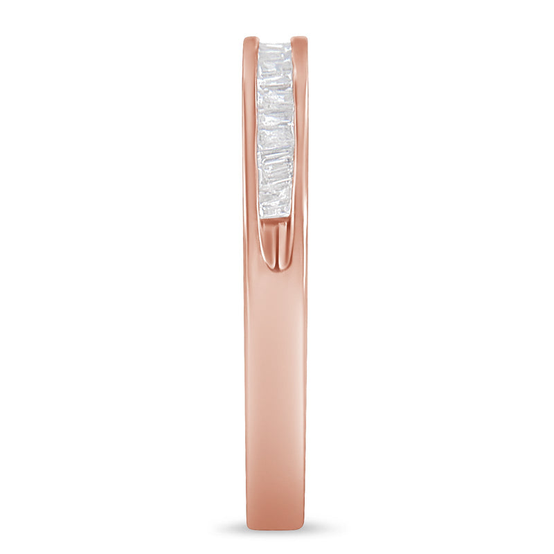 Bids.com 10K Rose Gold over .925 Sterling Silver 1/5 Cttw Diamond Channel-Set Stackable Band Ring (H-I Color, I1-I2 Clarity) - Size 6 3/4 Rings