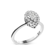 Bids.com 10K White Gold 3/8 Cttw Round-Cut Lab Grown Diamond Cluster Pear Promise Ring (G-H Color, VS2-SI1 Clarity) - Size 7 Rings
