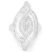 Bids.com 1.22 Carat Genuine White Diamond .925 Sterling Silver Ring Rings