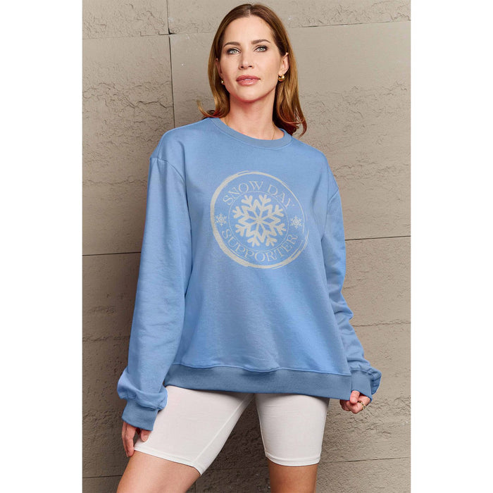 Simply Love SNOW DAY SUPPORTER Round Neck Sweatshirt