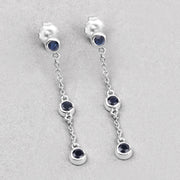 Bids.com 0.66 Carat Genuine Blue Sapphire .925 Sterling Silver Earrings Earrings