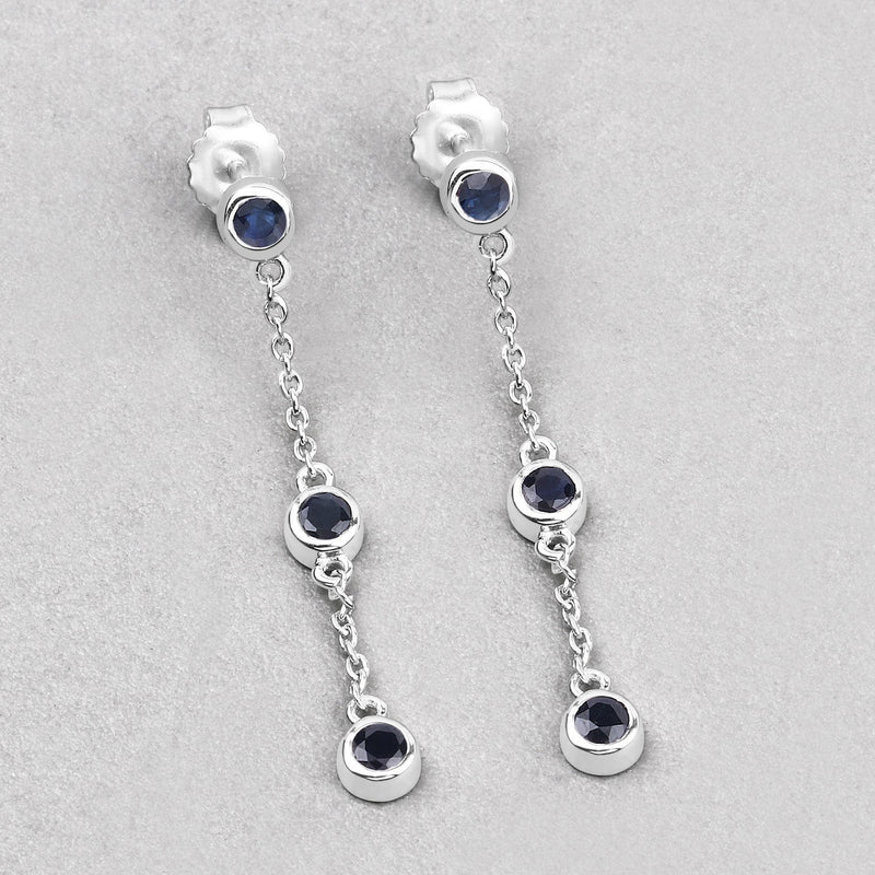 Bids.com 0.66 Carat Genuine Blue Sapphire .925 Sterling Silver Earrings Earrings