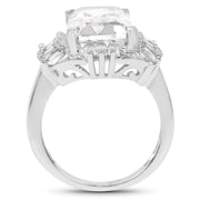 Bids.com 9.77 Carat Genuine Crystal Quartz & White Topaz .925 Sterling Silver Ring Rings