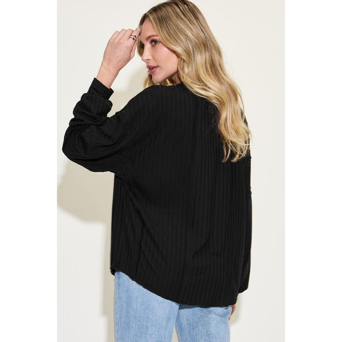 Basic Bae Ribbed Round Neck Long Sleeve T-Shirt