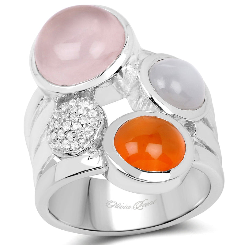 Bids.com 5.96 Carat Genuine Multi Stone .925 Sterling Silver Ring Rings