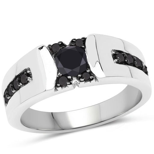 Bids.com 0.83 Carat Genuine Black Diamond .925 Sterling Silver Ring Rings