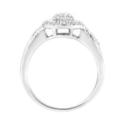 Bids.com .925 Sterling Silver 1/3 Cttw Pave Set Round-Cut Diamond Braided Halo Cocktail Ring (I-J Color, I2-I3 Clarity) - Size 7 Rings