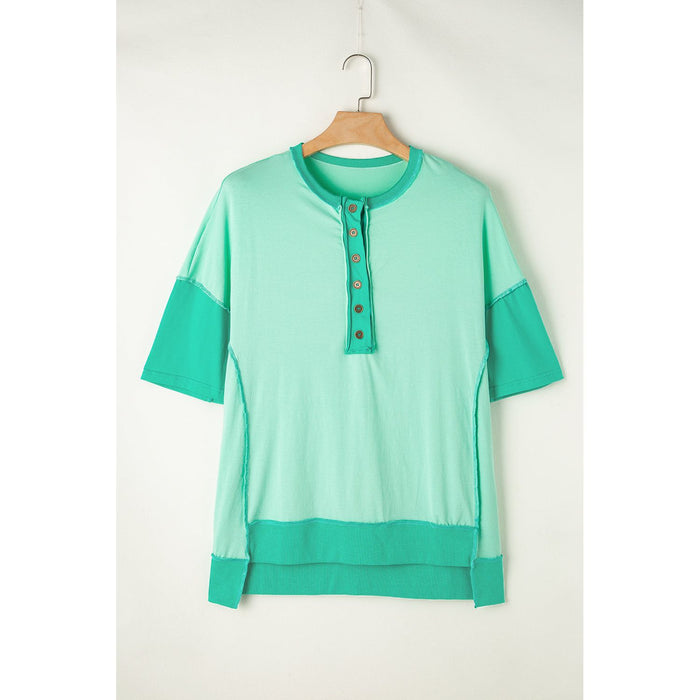 High-Low Round Neck Half Sleeve T-Shirt