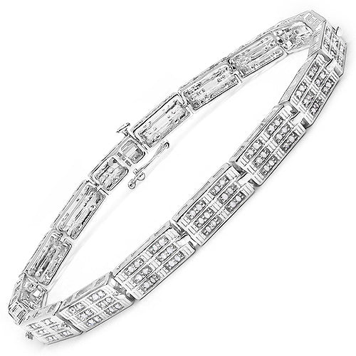 Bids.com 1.16 Carat Genuine White Diamond 14K White Gold Plated .925 Sterling Silver Bracelet Bracelets
