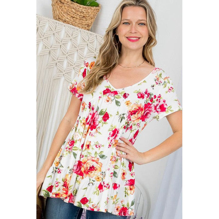 Plus Allover Floral Babydoll Top