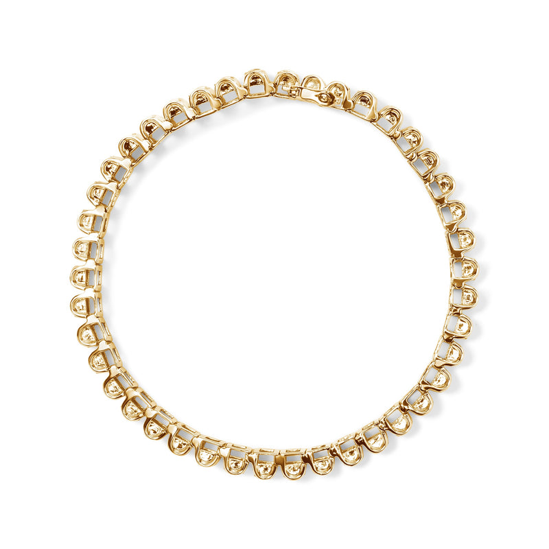 Bids.com 14K Yellow Gold 5.0 Cttw Invisible Set Princess-cut Diamond Buckle Link Tennis Bracelet (H-I Color, SI2-I1 Clarity) - Size 7.25" Bracelets