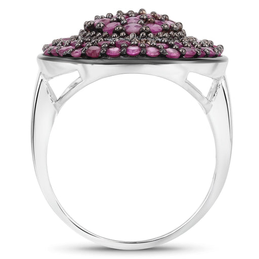 Bids.com 3.11 Carat Genuine Ruby .925 Sterling Silver Ring Rings