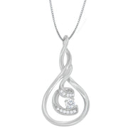 Bids.com Espira 10K White Gold 1/8 cttw Round Cut Diamond Layered Spiral Pendant Necklace (I-J, I1-I2) Necklaces