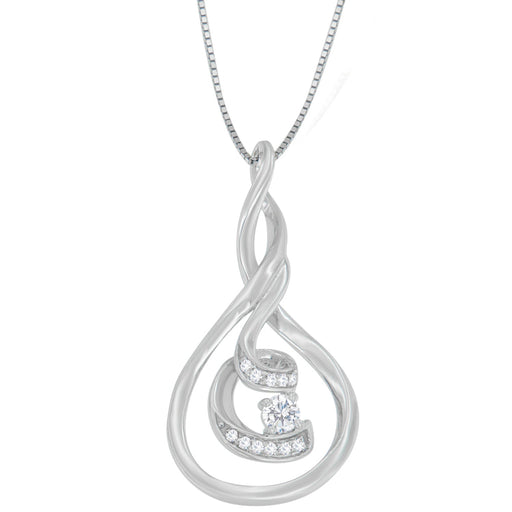 Bids.com Espira 10K White Gold 1/8 cttw Round Cut Diamond Layered Spiral Pendant Necklace (I-J, I1-I2) Necklaces