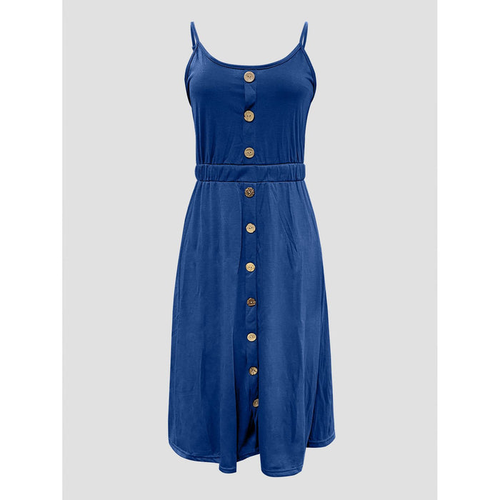 Decorative Button Spaghetti Strap Dress