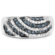 Bids.com 0.62 Carat Genuine Blue Diamond and White Diamond .925 Sterling Silver Ring Rings