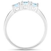Bids.com 0.95 Carat Genuine Aquamarine and White Diamond .925 Sterling Silver Ring Rings