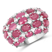 Bids.com 8.54 Carat Glass Filled Ruby and White Topaz .925 Sterling Silver Ring Rings