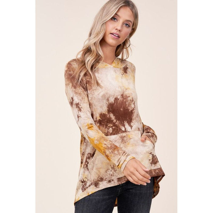 TIE DYE HOODIE HIGH LOW PLUS TOP