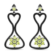 Bids.com 6.93 Carat Genuine Peridot and Black Spinel .925 Sterling Silver Earrings Earrings