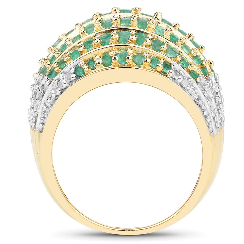 Bids.com 2.16 Carat Genuine Zambian Emerald and White Topaz .925 Sterling Silver Ring Rings