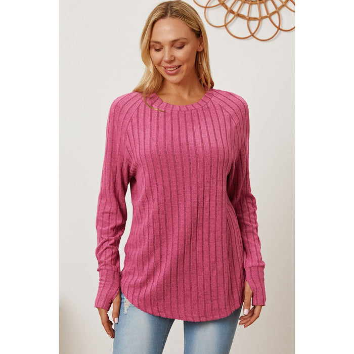 Basic Bae Ribbed Thumbhole Sleeve T-Shirt