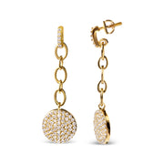 Bids.com 18K Yellow Gold Plated .925 Sterling Silver 1.0 Cttw Diamond Composite Cluster Dangle Chain Earrings (I-J Color, I1-I2 Clarity) Earrings