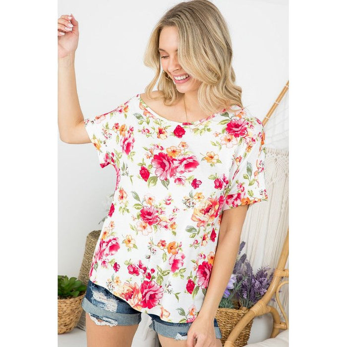 Plus Floral One Shoulder Top