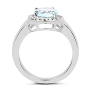 Bids.com 2.37 Carat Genuine Blue Topaz and White Topaz .925 Sterling Silver Ring Rings