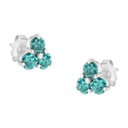 Bids.com 14KT White Gold Treated Blue Diamond Trio Stud Earrings (1 1/3 cttw, Blue) Earrings