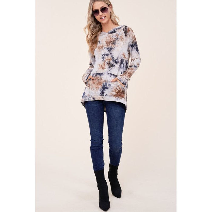 TIE DYE HOODIE HIGH LOW PLUS TOP