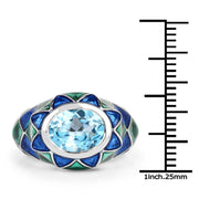 Bids.com 3.25 Carat Genuine Swiss Blue Topaz .925 Sterling Silver Ring Rings