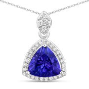 Bids.com 1.71 Carat Genuine Tanzanite and White Diamond 14K White Gold Pendant Pendants