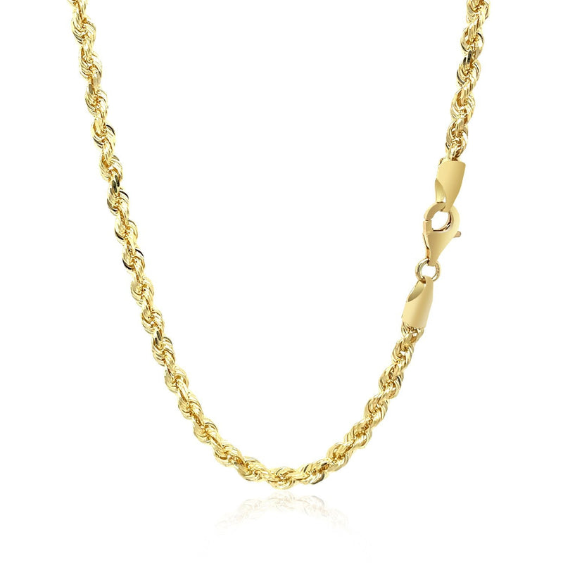 Bids.com 3.5mm 10k Yellow Gold Solid Diamond Cut Rope Chain Necklaces