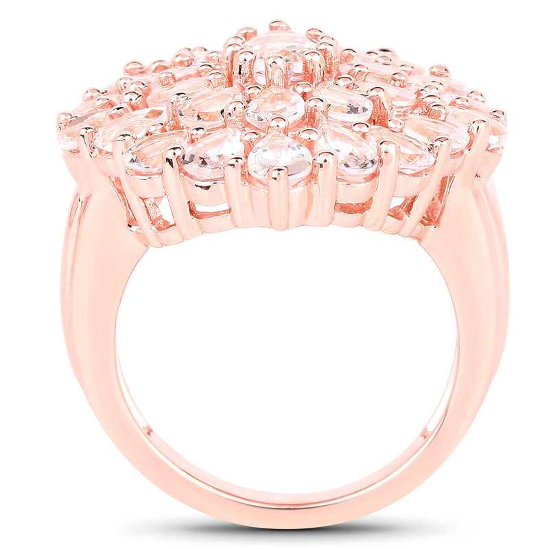 Bids.com 18K Rose Gold Plated 4.55 Carat Genuine Morganite .925 Sterling Silver Ring Rings