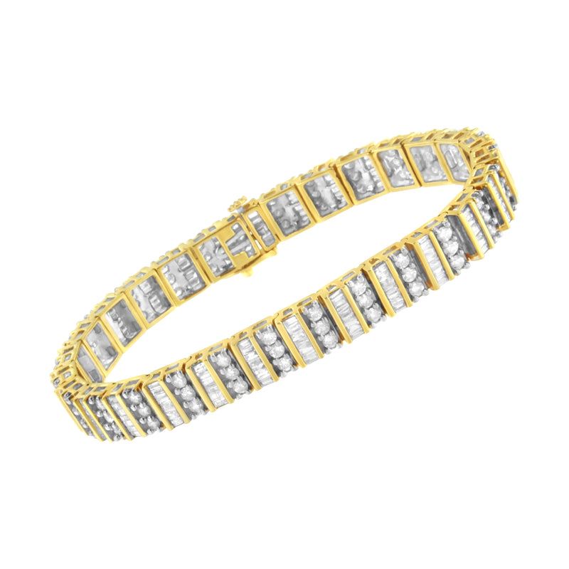 Bids.com 14K Yellow Gold 5.50 Cttw Round and Baguette Diamond Link Bracelet Bracelets