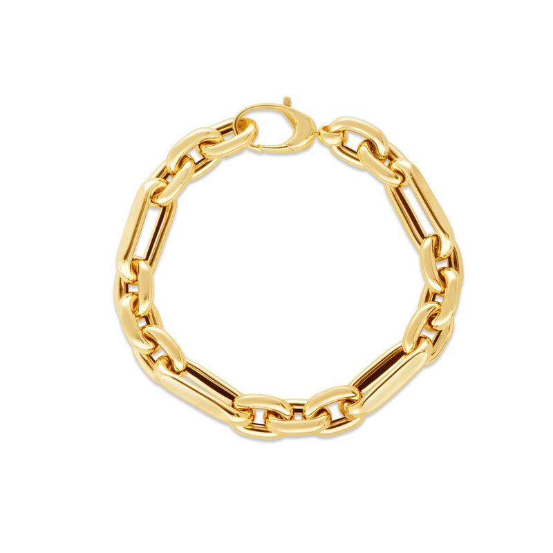 Bids.com 14k Yellow Gold Italian Alternating Paperclip Oval Links Bracelet (9.30 mm) Bracelets