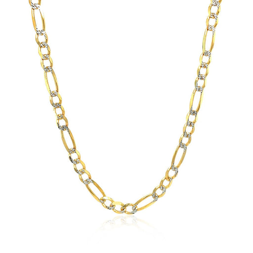 Bids.com 4.0mm 14K Yellow Gold Solid Pave Figaro Chain Necklaces