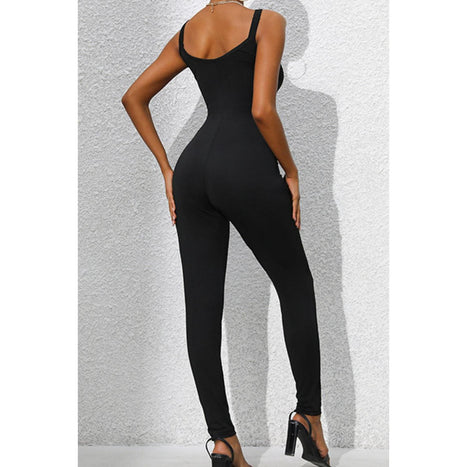 Scoop Neck Wide Strap Skinny Jumpsuit