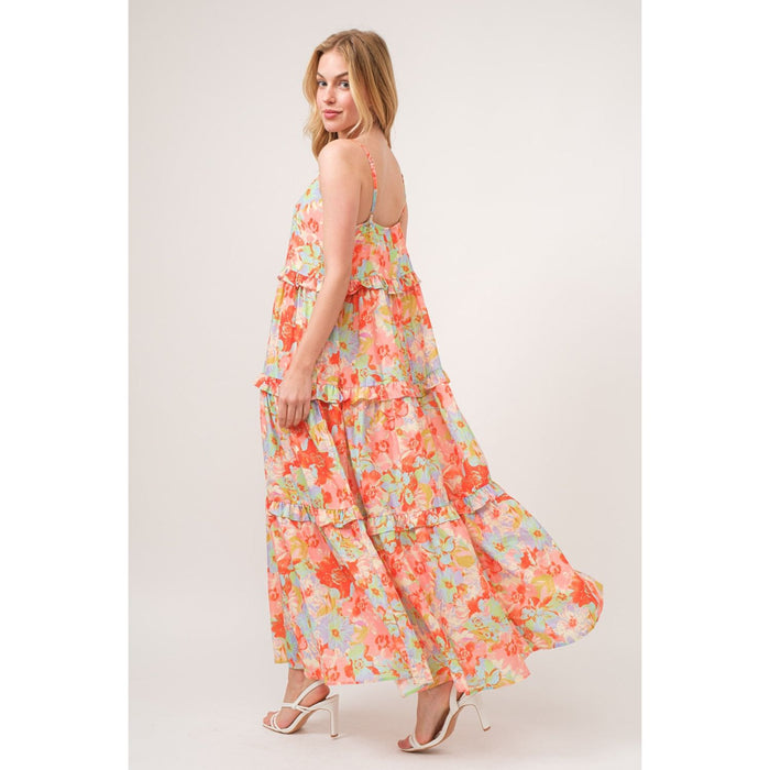 And The Why Floral Ruffled Tiered Maxi Cami Dress