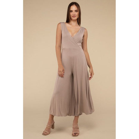 Surplice Neckline Sleeveless Jumpsuit