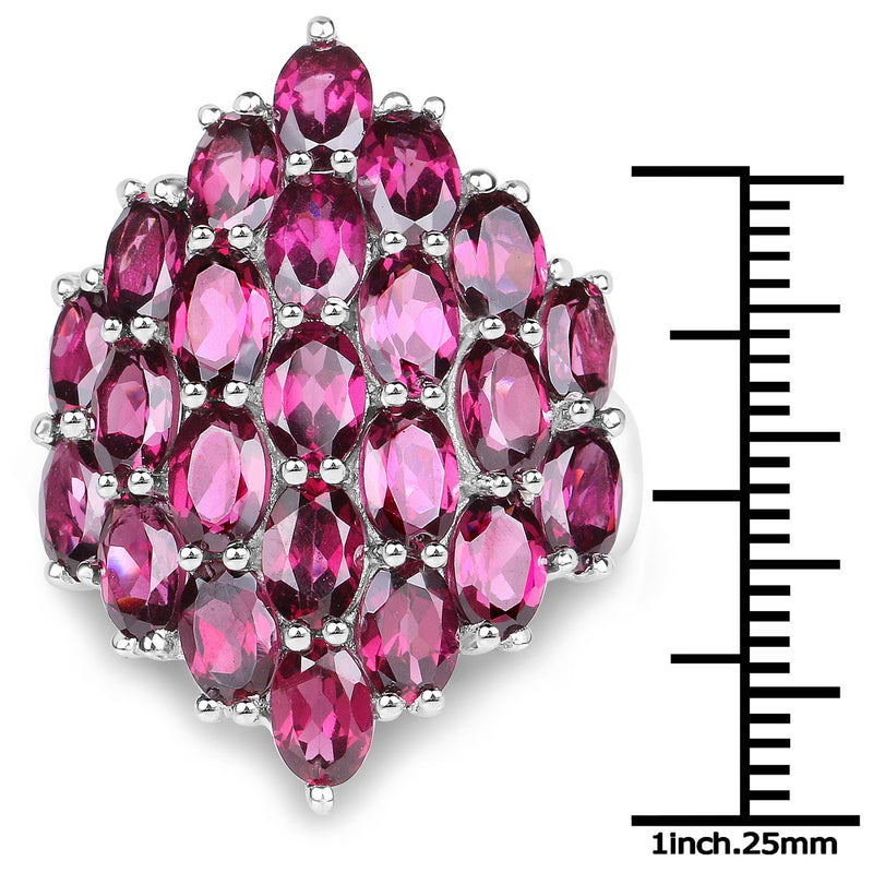 Bids.com 11.50 Carat Genuine Rhodolite .925 Sterling Silver Ring Rings