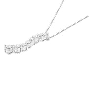 Bids.com AGS Certified 14k White Gold 3.0 Cttw Baguette and Brilliant Round-Cut Diamond Journey 18" Pendant Necklace (K-L Color, I1-I2 Clarity) Necklaces
